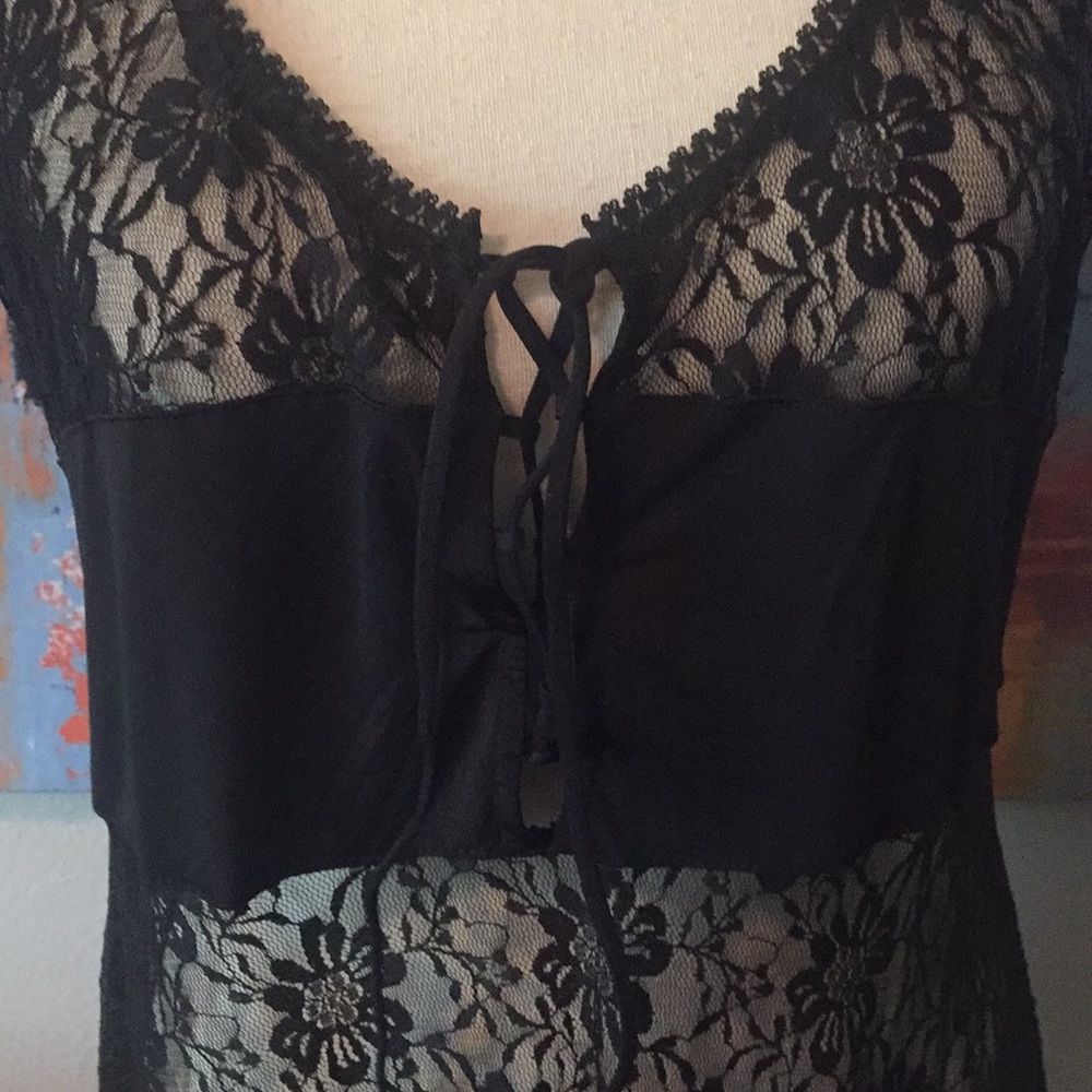 5⭐️🖤Sexy Sheer Black Lack High Low Dress - Picture 6 of 8